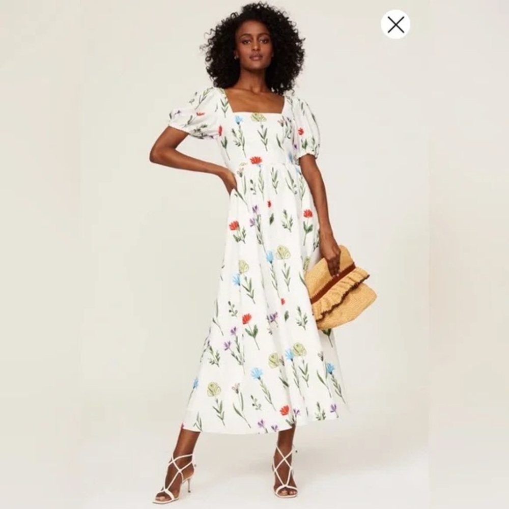 Slate & Willow Floral White Midi Dress